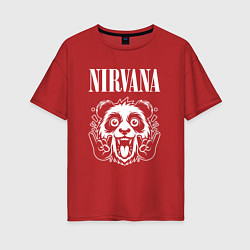 Футболка оверсайз женская Nirvana rock panda, цвет: красный