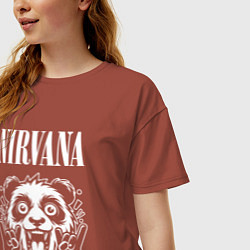 Футболка оверсайз женская Nirvana rock panda, цвет: кирпичный — фото 2