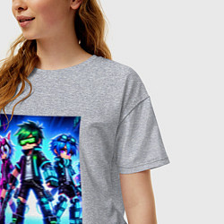 Футболка оверсайз женская Детский киберпанк - аниме, цвет: меланж — фото 2