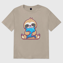 Женская футболка оверсайз Ленивец с подушкой