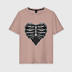 Женская футболка оверсайз Ribs heart