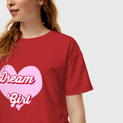 Футболка оверсайз женская Девушка-мечта в розовом сердце, цвет: красный — фото 2