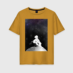 Женская футболка оверсайз Ванпанчмен Сайтама на луне