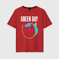 Женская футболка оверсайз Green Day rock star cat