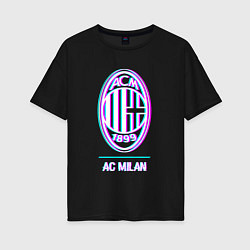 Женская футболка оверсайз AC Milan FC в стиле glitch