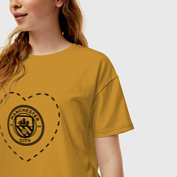 Футболка оверсайз женская Лого Manchester City в сердечке, цвет: горчичный — фото 2