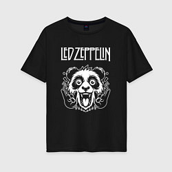 Футболка оверсайз женская Led Zeppelin rock panda, цвет: черный