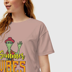 Футболка оверсайз женская Пришелец summer vibes, цвет: пыльно-розовый — фото 2