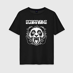 Футболка оверсайз женская Scorpions rock panda, цвет: черный