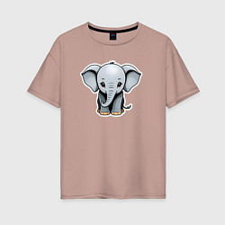 Женская футболка оверсайз Веселый африканский слоненок