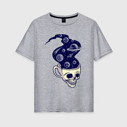 Женская футболка оверсайз Dead drink space skull