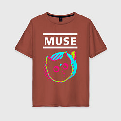 Женская футболка оверсайз Muse rock star cat