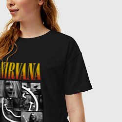 Футболка оверсайз женская Nirvana kurt krist dave, цвет: черный — фото 2