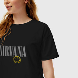 Футболка оверсайз женская Nirvana logo smile, цвет: черный — фото 2