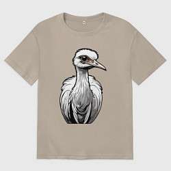 Женская футболка оверсайз Страус рисованый