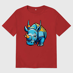 Женская футболка оверсайз Мультяшный носорог