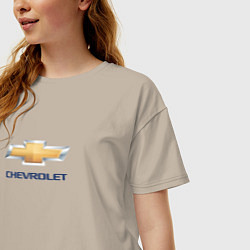 Футболка оверсайз женская Chevrolet авто бренд, цвет: миндальный — фото 2