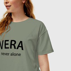 Футболка оверсайз женская Vera never alone - motto, цвет: авокадо — фото 2