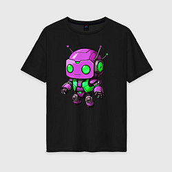 Женская футболка оверсайз Фиолетовый робот инопланетянин