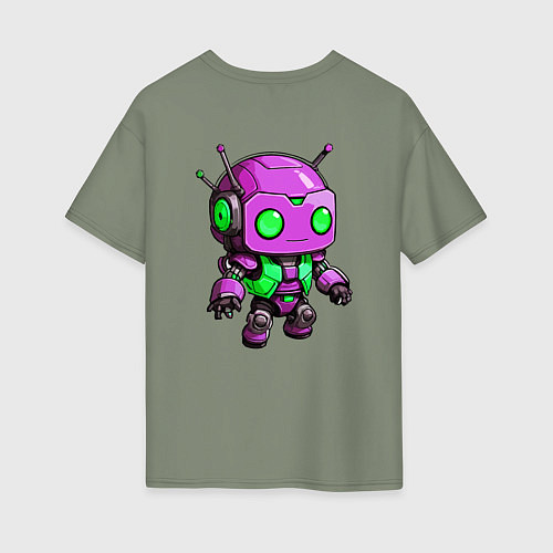 Женская футболка оверсайз Фиолетовый робот инопланетянин / Авокадо – фото 2