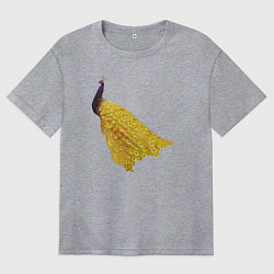 Женская футболка оверсайз Павлин с золотым хвостом