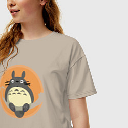 Футболка оверсайз женская Totoro on the tree, цвет: миндальный — фото 2