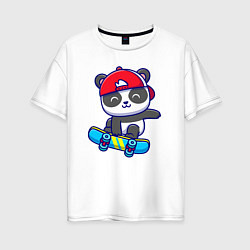 Футболка оверсайз женская Panda skater, цвет: белый