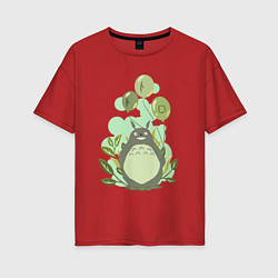 Футболка оверсайз женская Green Totoro, цвет: красный