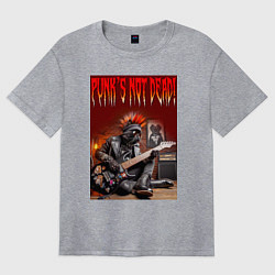 Женская футболка оверсайз Котяра гитарист - панк не умер