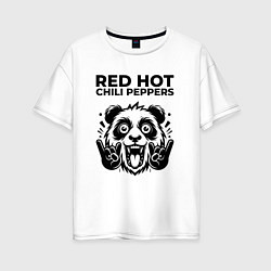 Футболка оверсайз женская Red Hot Chili Peppers - rock panda, цвет: белый