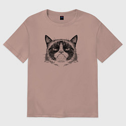 Женская футболка оверсайз Grumpy cat мем