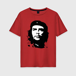Футболка оверсайз женская Черно-белый силуэт Че Гевара, цвет: красный