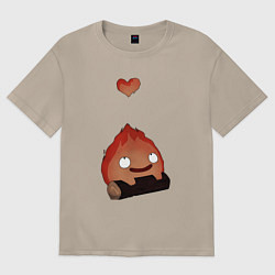 Женская футболка оверсайз Кальцифер сердце