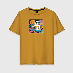 Женская футболка оверсайз Ретро собака в стиле 80х