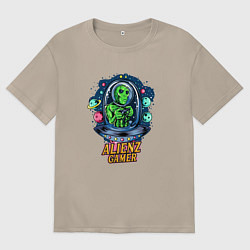 Футболка оверсайз женская Инопланетянин - геймер, цвет: миндальный
