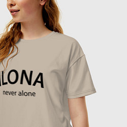 Футболка оверсайз женская Ilona never alone - motto, цвет: миндальный — фото 2