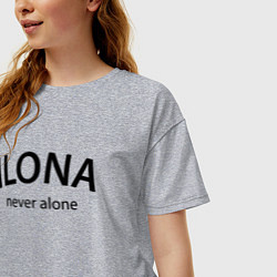 Футболка оверсайз женская Ilona never alone - motto, цвет: меланж — фото 2