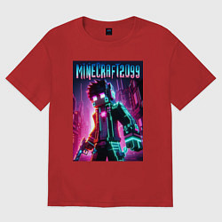 Женская футболка оверсайз Minecraft - ai art fantasy neon