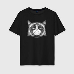 Женская футболка оверсайз Мем Grumpy cat