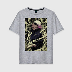 Женская футболка оверсайз Магическая битва Сатору Годзё