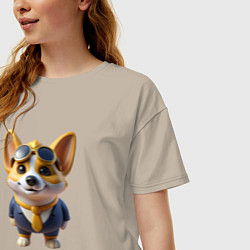 Футболка оверсайз женская Деловой Корги, цвет: миндальный — фото 2
