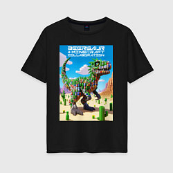 Женская футболка оверсайз Minecraft and beersaur - ai art collaboration