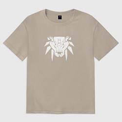 Футболка оверсайз женская Знак школы медведя с потертостями - Ведьмак 3, цвет: миндальный