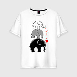Женская футболка оверсайз Милые слоники