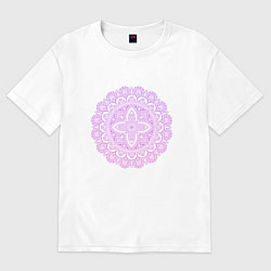 Женская футболка оверсайз Сиренево-розовая мандала