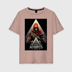 Женская футболка оверсайз Assassins creed красный костюм