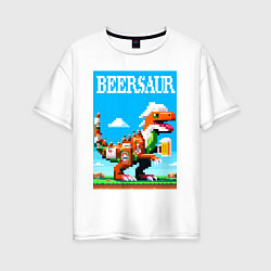 Женская футболка оверсайз Beersaur - pixel art