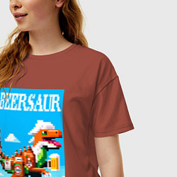 Футболка оверсайз женская Beersaur - pixel art, цвет: кирпичный — фото 2