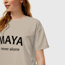 Футболка оверсайз женская Maya never alone- motto, цвет: миндальный — фото 2