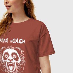 Футболка оверсайз женская Papa Roach rock panda, цвет: кирпичный — фото 2